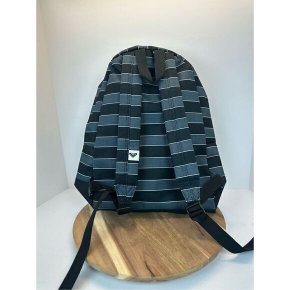 Roxy Sugar Baby Double Striped Blue Canvas Backpack Back Pack - Picture 5 of 12